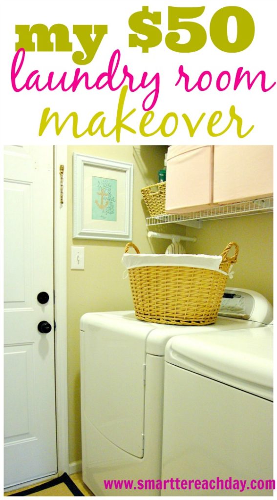 $50 Laundry Room Makeover - Step-by-step with practical tips for a FRUGAL laundry makeover. I did this in one weekend!